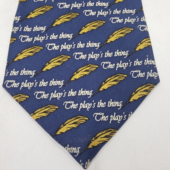 Men's Silk Tie by Josh Bach The Play's The Thing Quill Shakespeare Quote - Picture 3 of 9